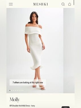 Meshki Molly Off Shoulder Knit Midi Dress, size XXS